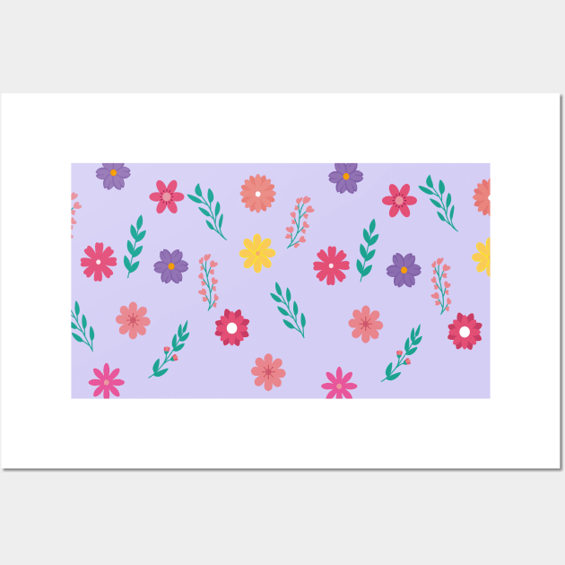 colorful spring floral pattern Wall Art by Sweet Daydream